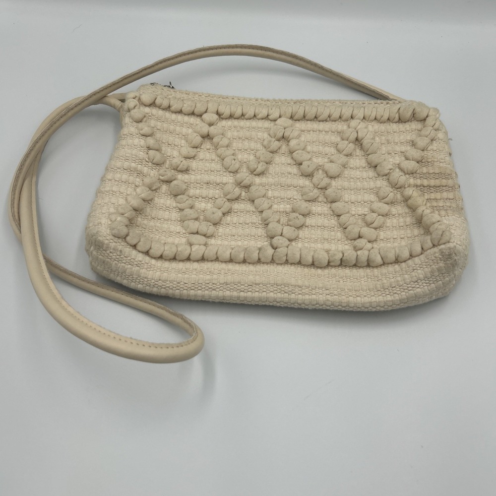 H&M Crossbody Handbag Purse‎ Textured Cotton Weave Cream Chenille FUN